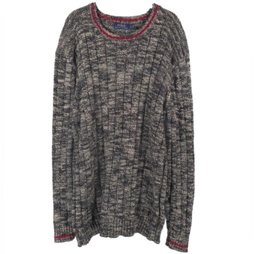 POLO RALPH‎ LAUREN HONG KONG MADE Cotton Knit Pullover Sweater Marled Size LT/GL - Picture 3 of 10